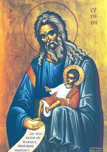 Ikone von Simeon dem Älteren, der Gott annimmt