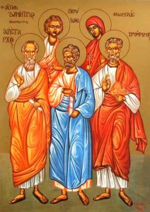 Die Heiligen Thomaes und Demetrius, die neuen Märtyrer, Trophimus, Podis und Aristarch von den Siebzigern