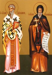 Der heilige Gerechte und Beichtvater Jakobus und der heilige Serapion
