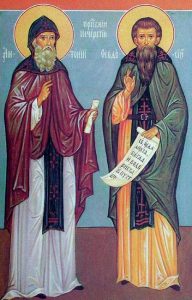 Die Heiligen Antonius und Theodosius vom Höhlenkloster in Kiew